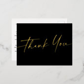 Elegant manuscript echte folie dank u zwart briefk feestdagen briefkaart (Voorkant / Achterkant)