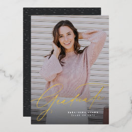 Elegant manuscript eenvoudig één afstuderen invita folie uitnodiging