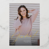 Elegant manuscript eenvoudig één afstuderen invita folie uitnodiging (Voorkant)