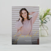 Elegant manuscript eenvoudig één afstuderen invita folie uitnodiging (Staand Voorkant)