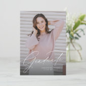 Elegant manuscript eenvoudig één foto afstuderen kaart (Staand voorkant)