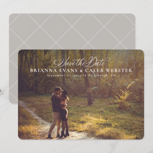 Elegant manuscript eenvoudig één foto save the date (Voorkant / Achterkant)