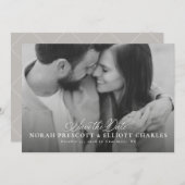 Elegant manuscript eenvoudig één foto sparen de da save the date (Voorkant / Achterkant)