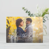 Elegant manuscript eenvoudig één foto sparen de da save the date (Staand voorkant)