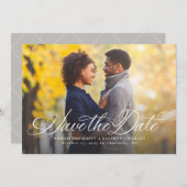 Elegant manuscript eenvoudig één foto sparen de da save the date (Voorkant / Achterkant)