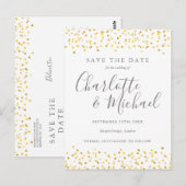 Elegant Manuscript Gold harten Confetti sparen de  Briefkaart (Voorkant / Achterkant)