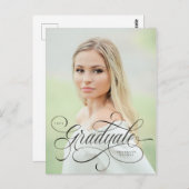 Elegant manuscript in zwarte op enig foto afstuder briefkaart (Voorkant / Achterkant)