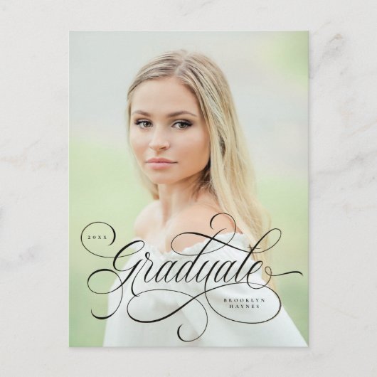 Elegant manuscript in zwarte op enig foto afstuder briefkaart (Voorkant)