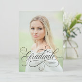 Elegant manuscript in zwarte op enig foto afstuder kaart (Staand voorkant)