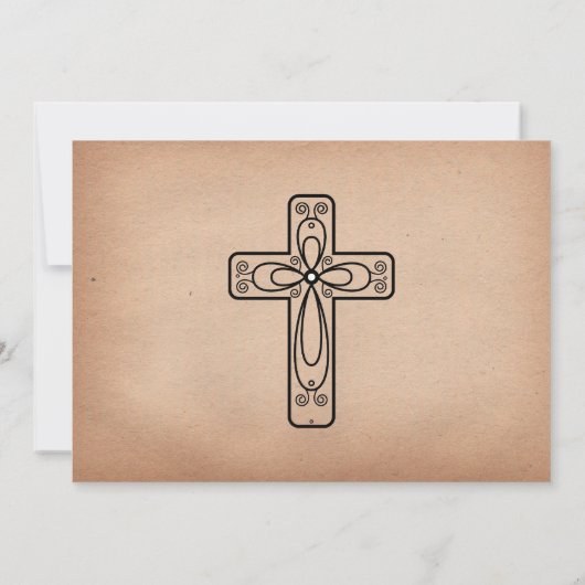 Elegant  Manuscript kruis en Dove Christening Kaart (Achterkant)