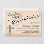 Elegant Manuscript kruis en Dove Christening Kaart (Voorkant)