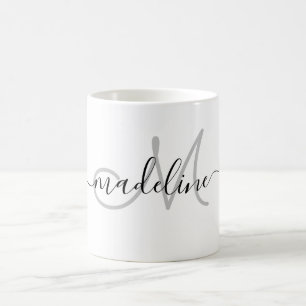 Elegant Manuscript Monogrammmed Naam Modern Koffiemok