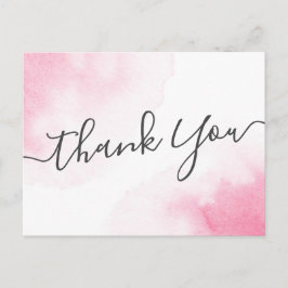 Elegant manuscript roze waterverf dank u briefkaart