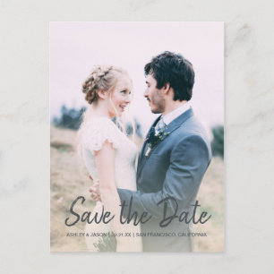 Elegant Manuscript sparen de Foto van het Verlovin Aankondigingskaart