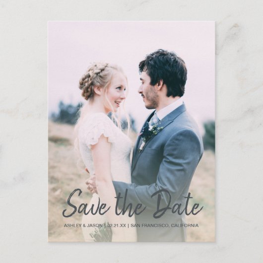 Elegant Manuscript sparen de Foto van het Verlovin Aankondigingskaart (Voorkant)