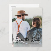 Elegant Manuscript sparen de Foto van het Verlovin Aankondigingskaart (Voorkant / Achterkant)