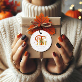 Elegant Manuscript Thanks Autumn Fall Foliage Bedankjes Labels