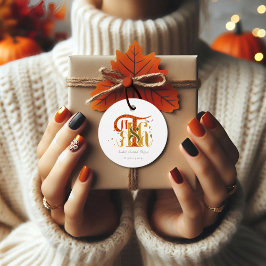 Elegant Manuscript Thanks Autumn Fall Foliage Bedankjes Labels