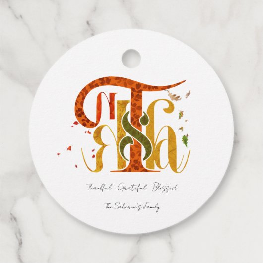 Elegant Manuscript Thanks Autumn Fall Foliage Bedankjes Labels (Achterkant)