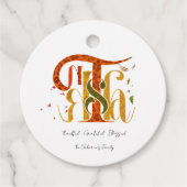 Elegant Manuscript Thanks Autumn Fall Foliage Bedankjes Labels (Voorkant)