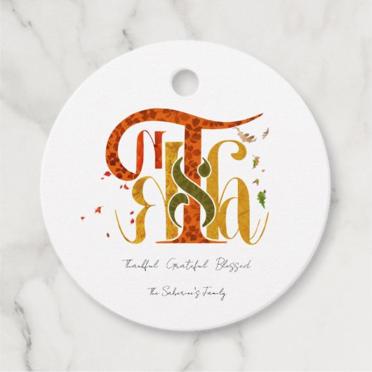 Elegant Manuscript Thanks Autumn Fall Foliage Bedankjes Labels (Voorkant)