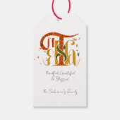 Elegant Manuscript Thanks Autumn Fall Foliage Cadeaulabel (Voorkant)