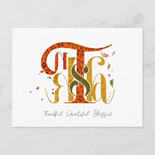 Elegant Manuscript Thanks Autumn Fall Foliage Feestdagenkaart (Voorkant)