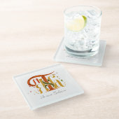 Elegant Manuscript Thanks Autumn Fall Foliage Glazen Onderzetter (Schuin)