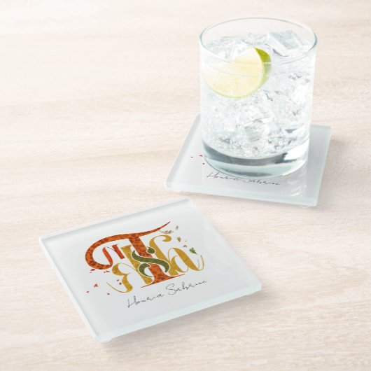 Elegant Manuscript Thanks Autumn Fall Foliage Glazen Onderzetter (Schuin)