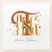 Elegant Manuscript Thanks Autumn Fall Foliage Glazen Onderzetter (Voorkant)