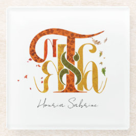 Elegant Manuscript Thanks Autumn Fall Foliage Glazen Onderzetter