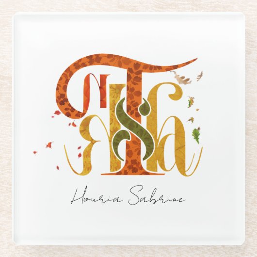 Elegant Manuscript Thanks Autumn Fall Foliage Glazen Onderzetter (Voorkant)