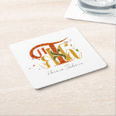 Elegant Manuscript Thanks Autumn Fall Foliage Kartonnen Onderzetters (Schuin)