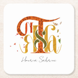 Elegant Manuscript Thanks Autumn Fall Foliage Kartonnen Onderzetters