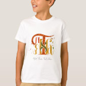 Elegant Manuscript Thanks Autumn Fall Foliage Kids T-shirt (Voorkant)