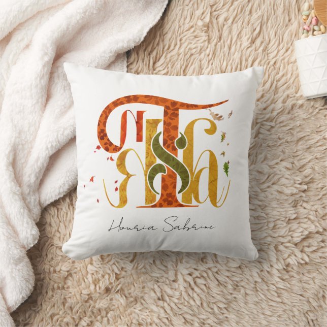 Elegant Manuscript Thanks Autumn Fall Foliage Kussen (Deken)