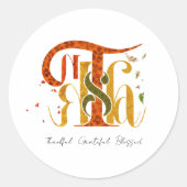 Elegant Manuscript Thanks Autumn Fall Foliage Ronde Sticker (Voorkant)