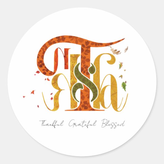 Elegant Manuscript Thanks Autumn Fall Foliage Ronde Sticker (Voorkant)