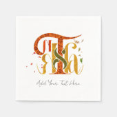 Elegant Manuscript Thanks Autumn Fall Foliage Servet (Voorkant)