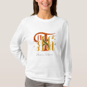 Elegant Manuscript Thanks Autumn Fall Foliage T-shirt (Voorkant)