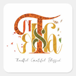 Elegant Manuscript Thanks Autumn Fall Foliage Vierkante Sticker