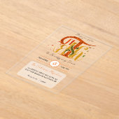 Elegant Manuscript Thanks Autumn Foliage Acryl Uitnodigingen (Laagn)