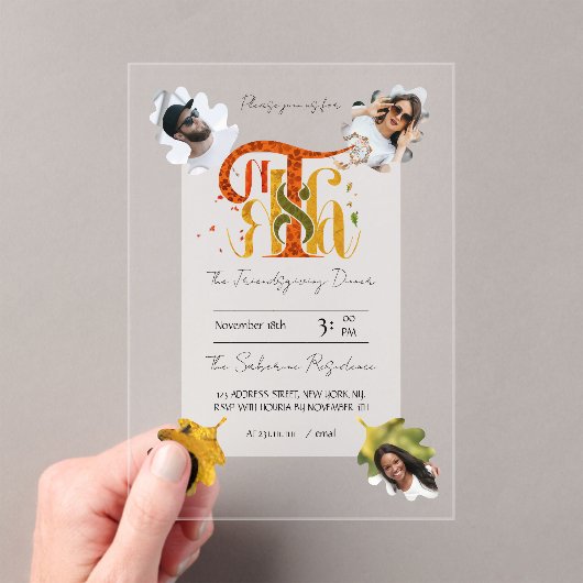 Elegant Manuscript Thanks Autumn Foliage Photos  Acryl Uitnodigingen (Insitu (Draagbaar))