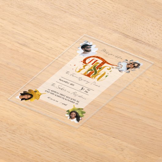 Elegant Manuscript Thanks Autumn Foliage Photos  Acryl Uitnodigingen (Laagn)