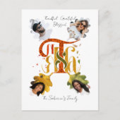 Elegant Manuscript Thanks Autumn Foliage Photos Feestdagenkaart (Voorkant)