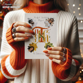 Elegant Manuscript Thanks Autumn Foliage Photos  Feestdagenkaart