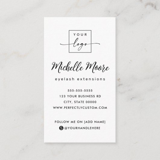 Elegant manuscript witte verticale douane logo visitekaartje (Voorkant)