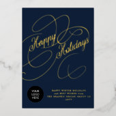 Elegant manuscript zaken bedrijfsdouane logo folie feestdagenkaart (Voorkant)