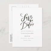 Elegant Manuscript Zwart en Wit sparen de Datum Aankondigingskaart (Voorkant / Achterkant)