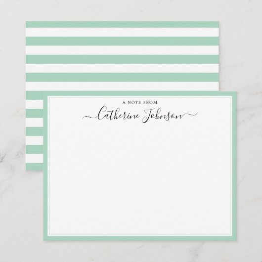 Elegant manuscriptkalligrafie een nota van mint Gr Notitiekaartje (Voorkant / Achterkant)